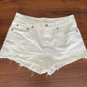 White Levi's 501 Cutoff Jean Shorts 29"